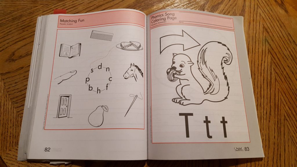 pre-k workbook opened up to T page Homeschooling Preschool - What do I DO for Pre-School? 