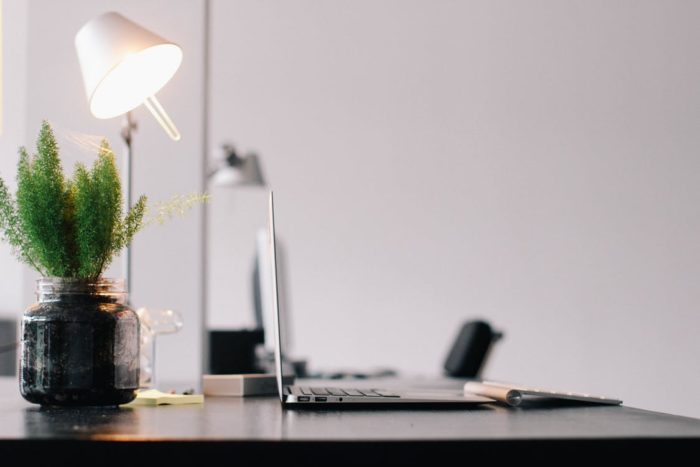 desk lamp laptop plant Freshening Up A Room