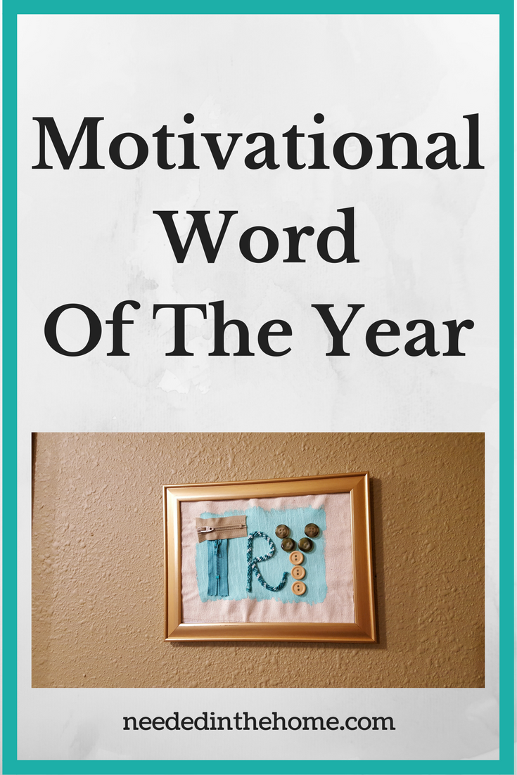 mixed media wall hanging of word try Motivational Word of The Year - Try