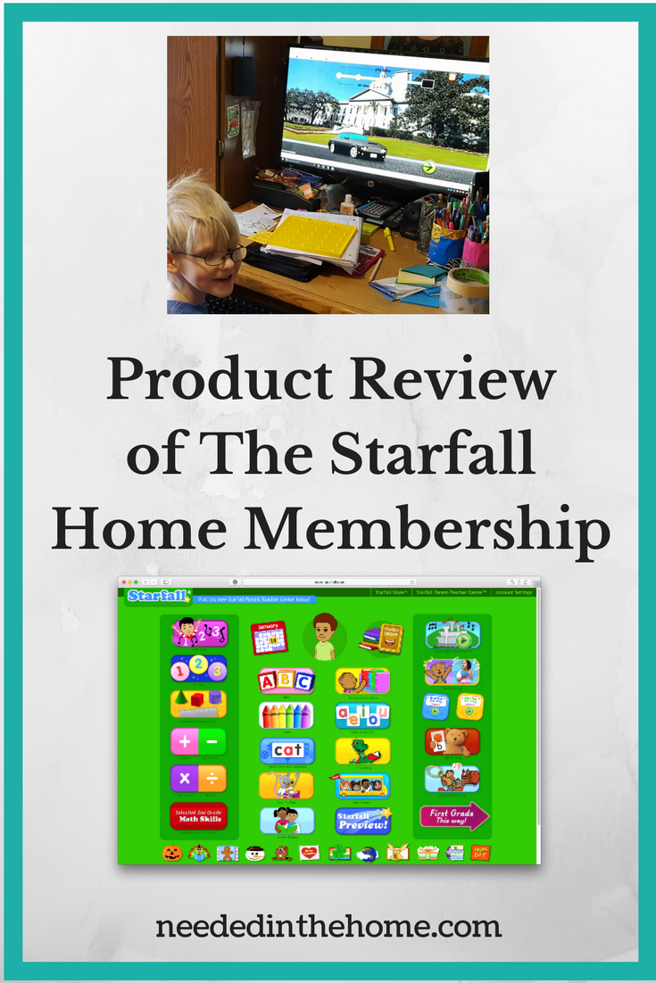 young blond boy with glasses sitting at computer on Starfall game Product Review of Starfall Education Foundation