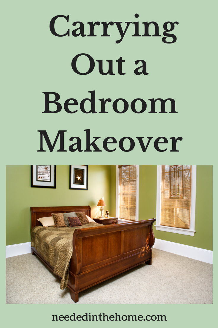 Everything You Need to Know About Carrying Out a Bedroom Makeover queen bed headboard green walls bedroom blinds carpet neededinthehome