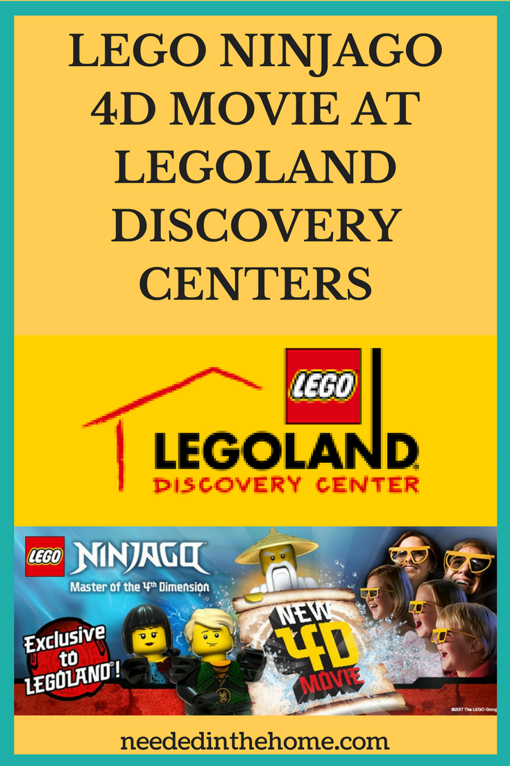 #ad LEGO NINJAGO 4D MOVIE AT LEGOLAND DISCOVERY CENTERS logo Ninjago characters Nya Lloyd Master Wu Kids in 3D or 4D glasses watching neededinthehome