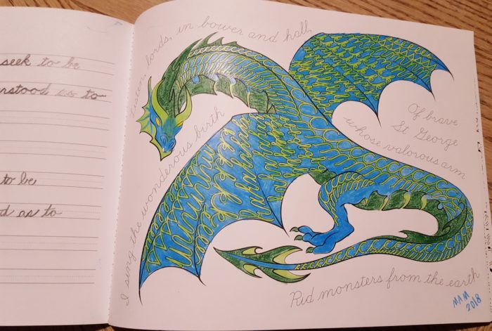 a colored and written page in the art of cursive writing book from cursivelogic in a product review of CursiveLogic