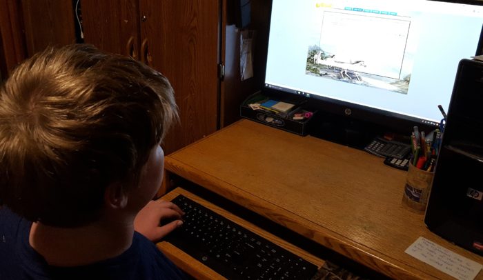 Kids Email review pre-teen boy uses a horses image as a background when he reads his email messages