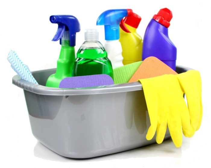 Manufacturing Your Household Cleaning Product To Be Sturdy image household cleaning supplies in a bin