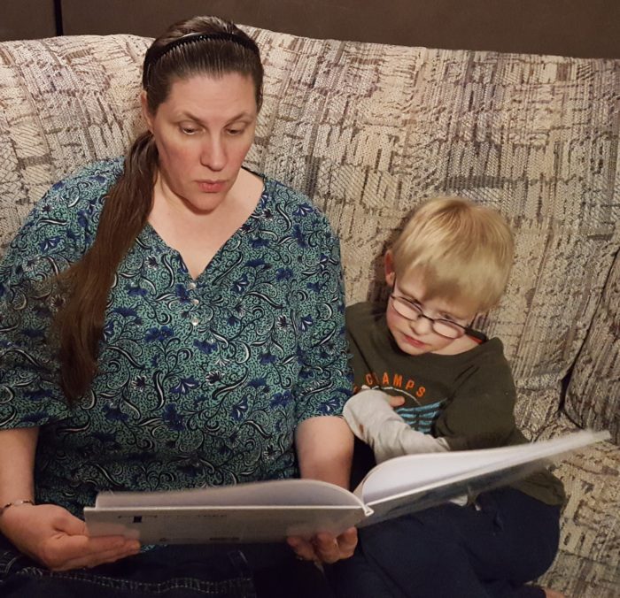 T is for Tree: A Bible ABC book review image mother reading to her son