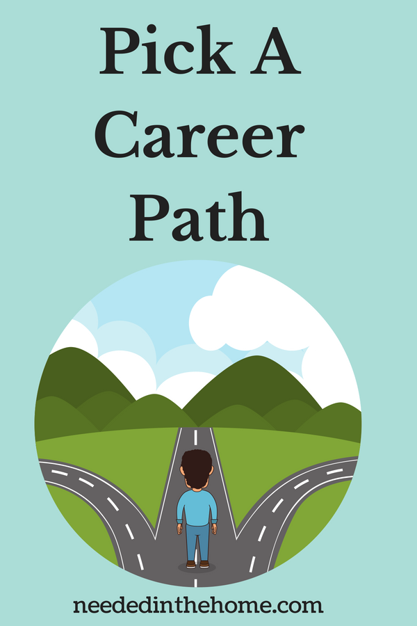 Pick A Career Path on person with three job paths illustration which company to work for neededinthehome