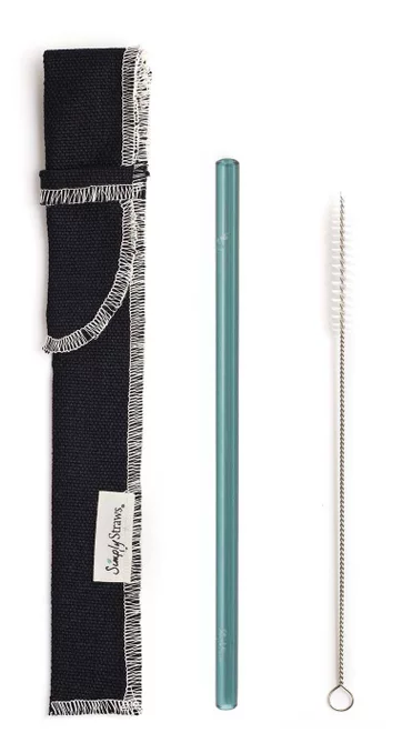 reusable straws for sale online Single sleeve set 1 classic 8 inch glass straw 1 sleeve and 1 brush