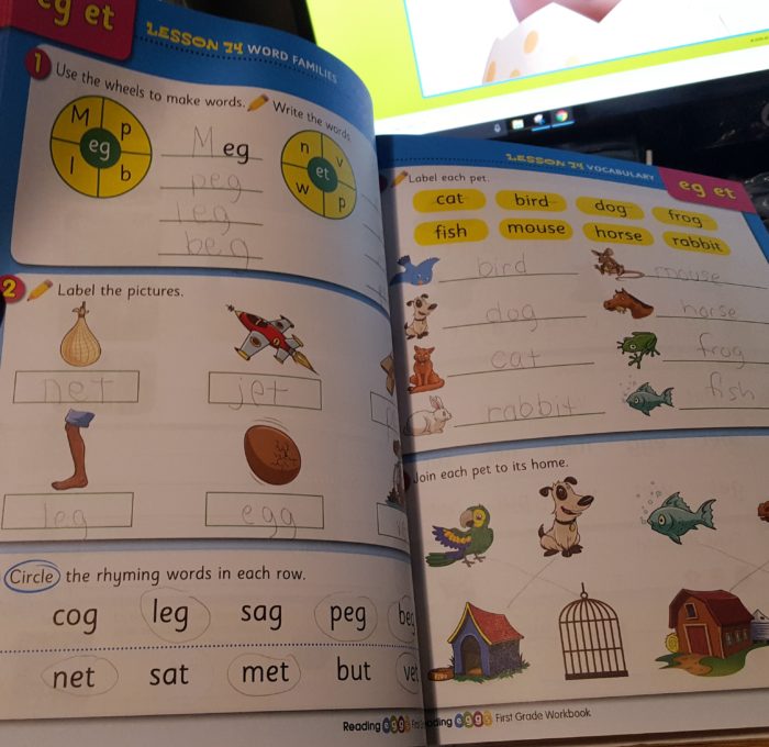 Reading Eggs workbook review inside of grade 1 work book eg et 