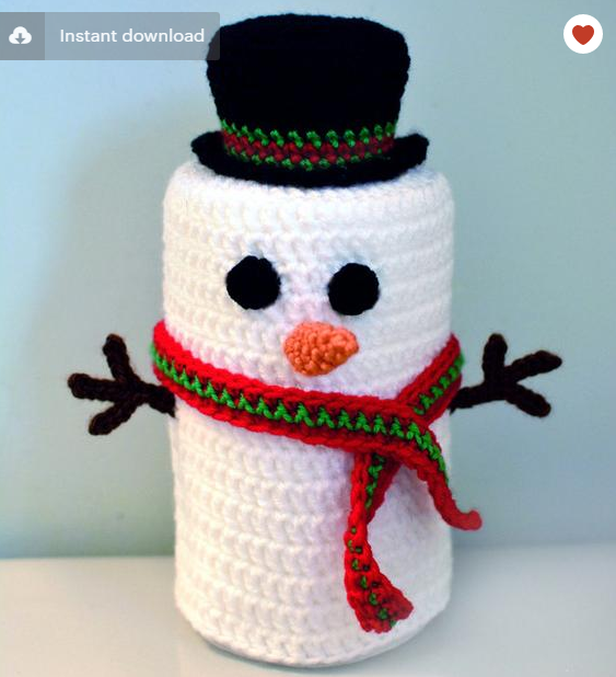 Snowman bathroom sets instant download for snowman toilet paper cover crochet pattern instructions