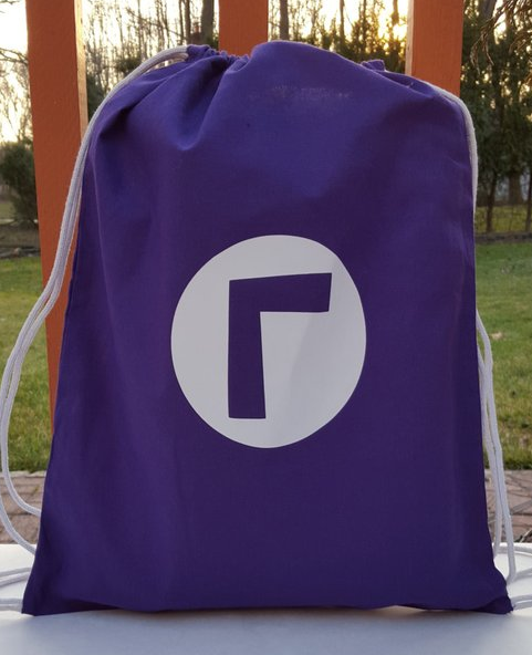 Waluigi Gift Ideas purple drawstring bag with logo