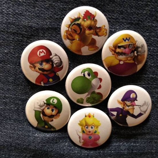 Waluigi Gift Ideas Mario Party buttons inlcuding Waluigi button