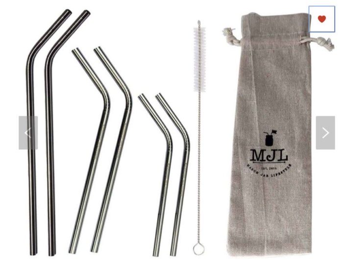 Mother's day gift ideas for your wife reusable stainless steel straws cleaner bag set