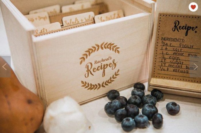 Mother's day gift for wife personalized wood recipe box stand blueberries