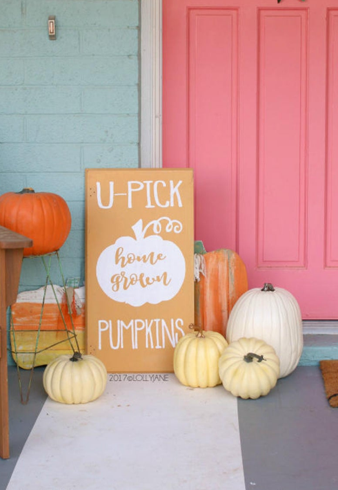 Pumpkin Frost home decor white cream orange pumpkins wood sign u-pick home grown pumpkins