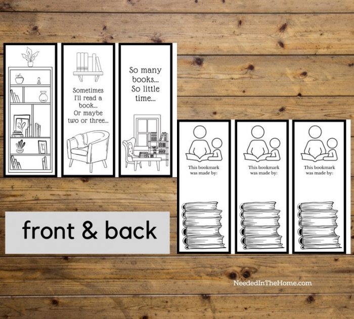 printable coloring bookmarks for kids to color front and back designs