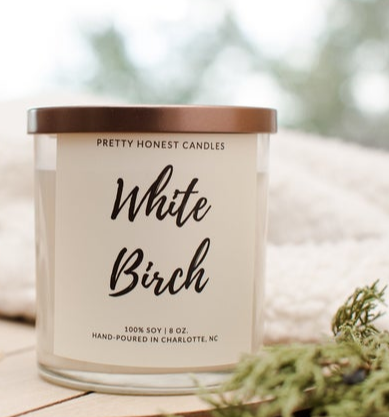 Birch decor white bird scented soy candle