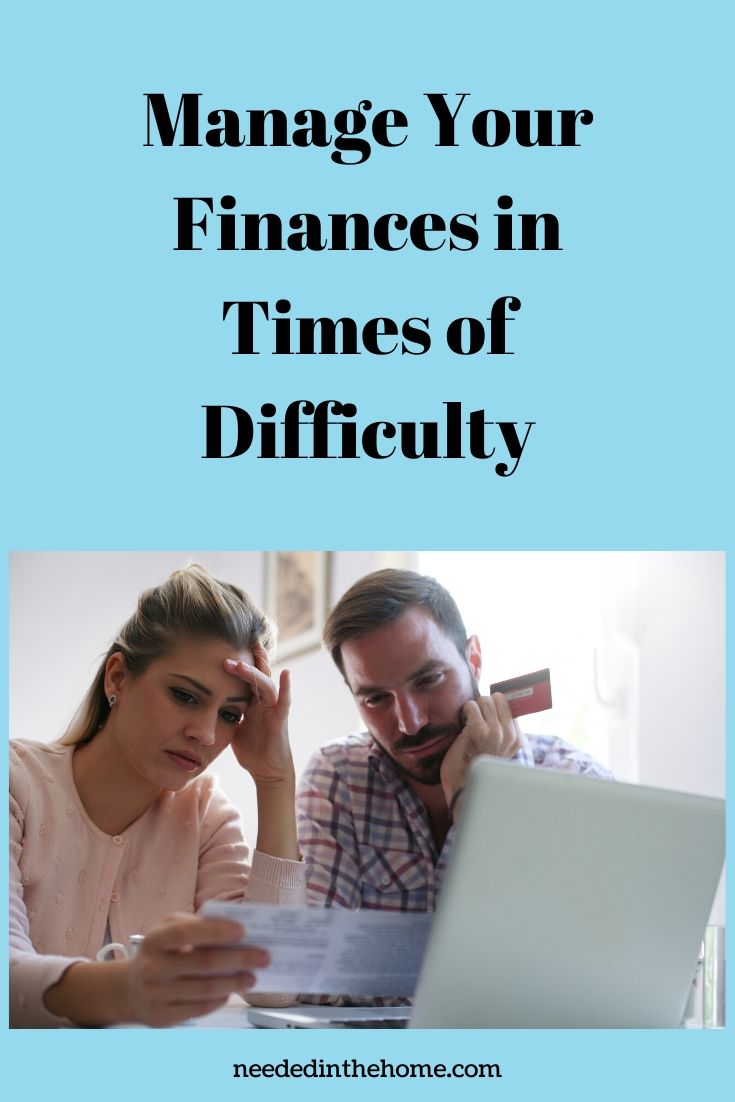 Manage your finances in times of difficulty couple looking at bills neededinthehome