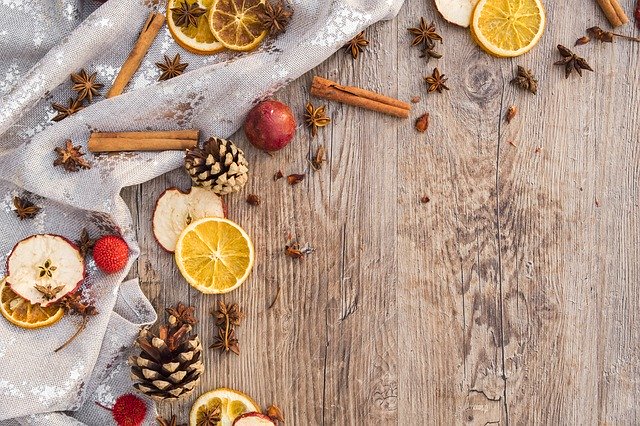 be prepared for Christmas sliced fruit spices tablecloth table