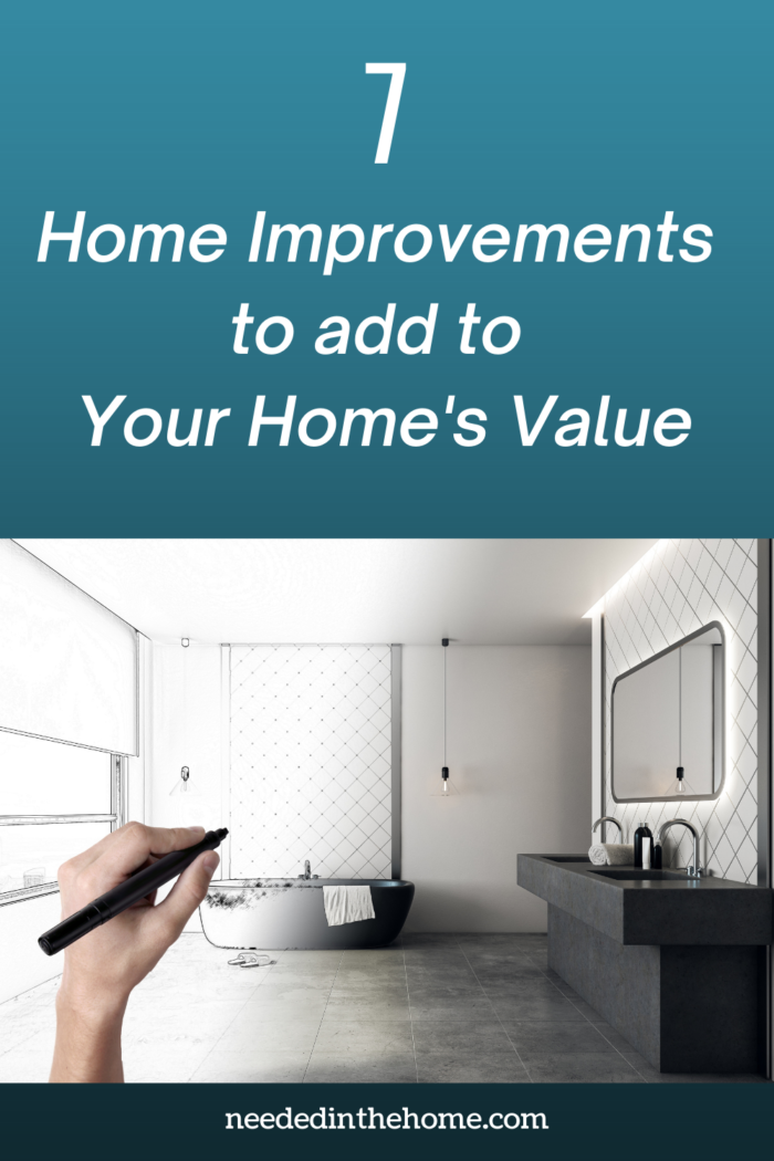 pinterest-pin-description 7 home improvements to add to your home's value left hand drawing a bathroom layout with permanent marker neededinthehome