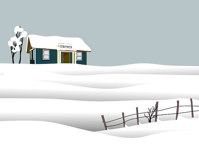 home and land through winter house snow fence