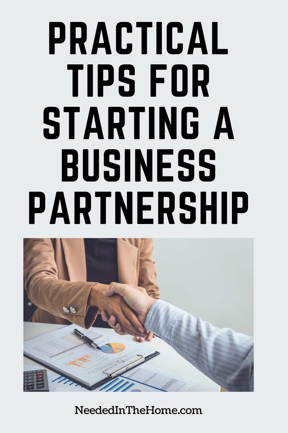 pinterest-pin-description practical tips for starting a business partnership shaking hands business contract neededinthehome
