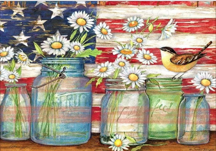 mothers day ideas wife diamond painting kit patriotic flag jars daisies bird
