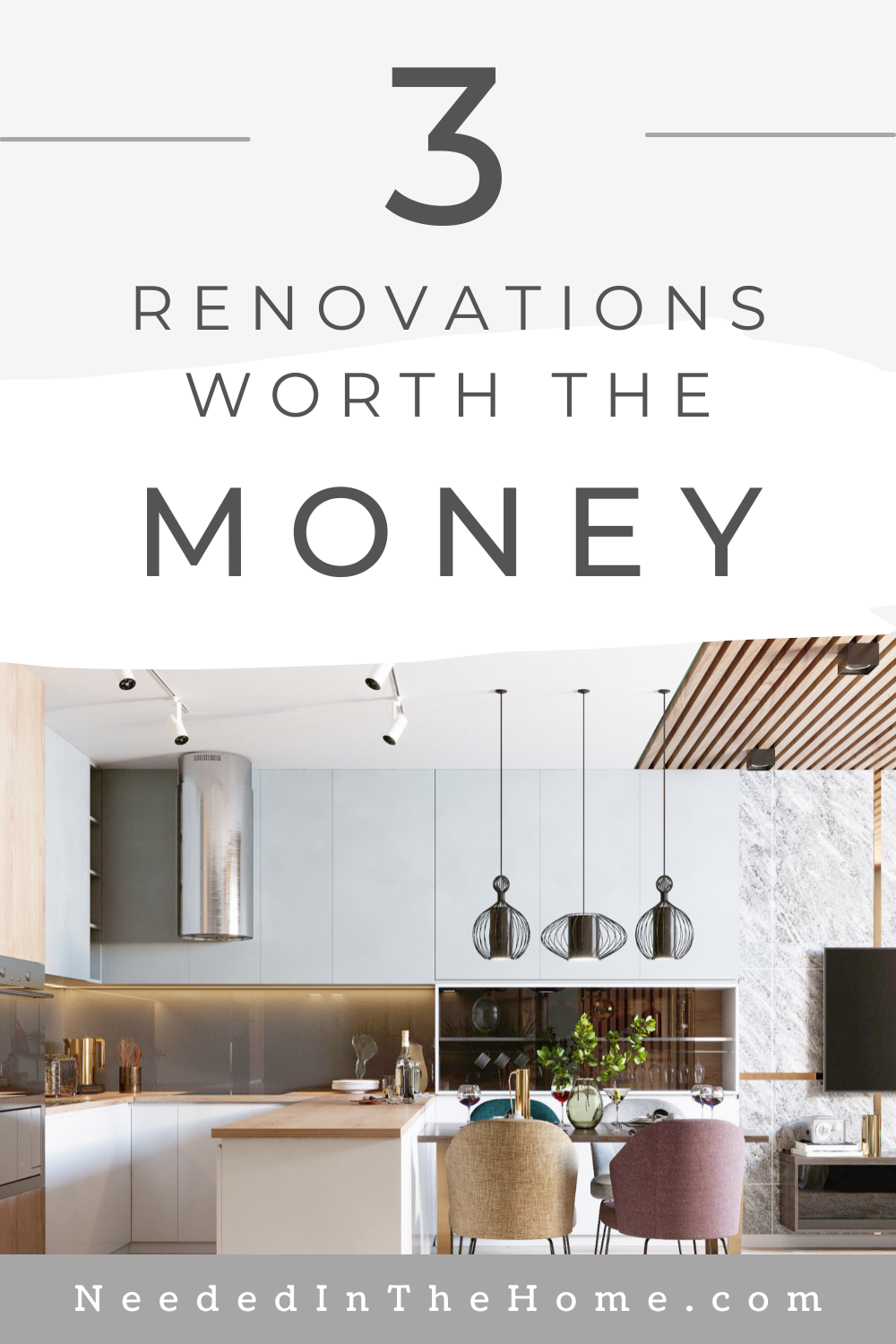 pinterest-pin-description 3 renovations worth the money contemporary kitchen with island lighting neededinthehome