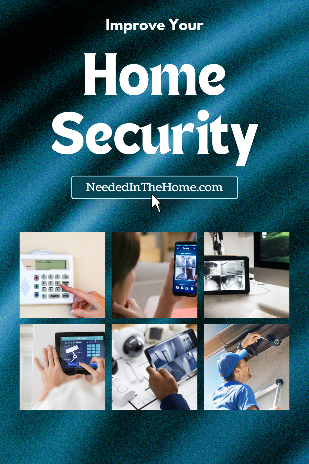 pinterest-pin-description improve your home security home security system installation and usage wall mount cell phone tablet man installing on house neededinthehome