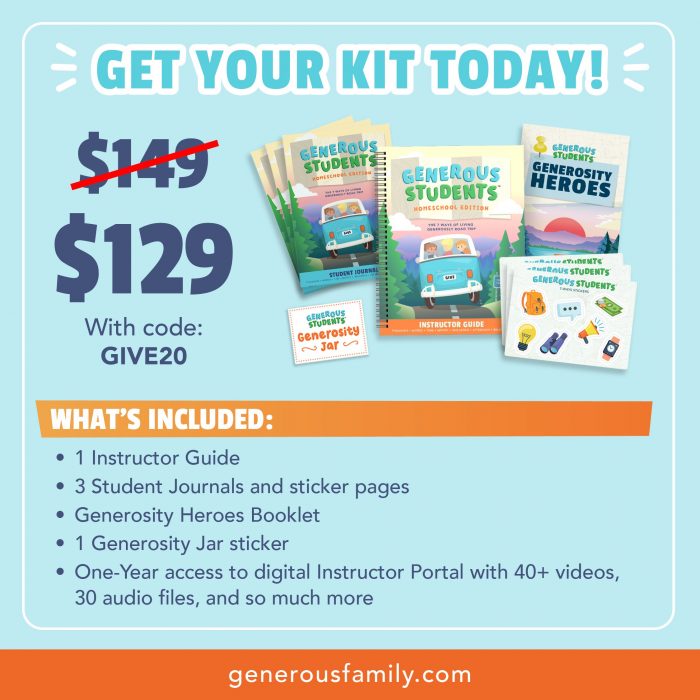 Generous Students Homeschool Edition Kit special offer banner