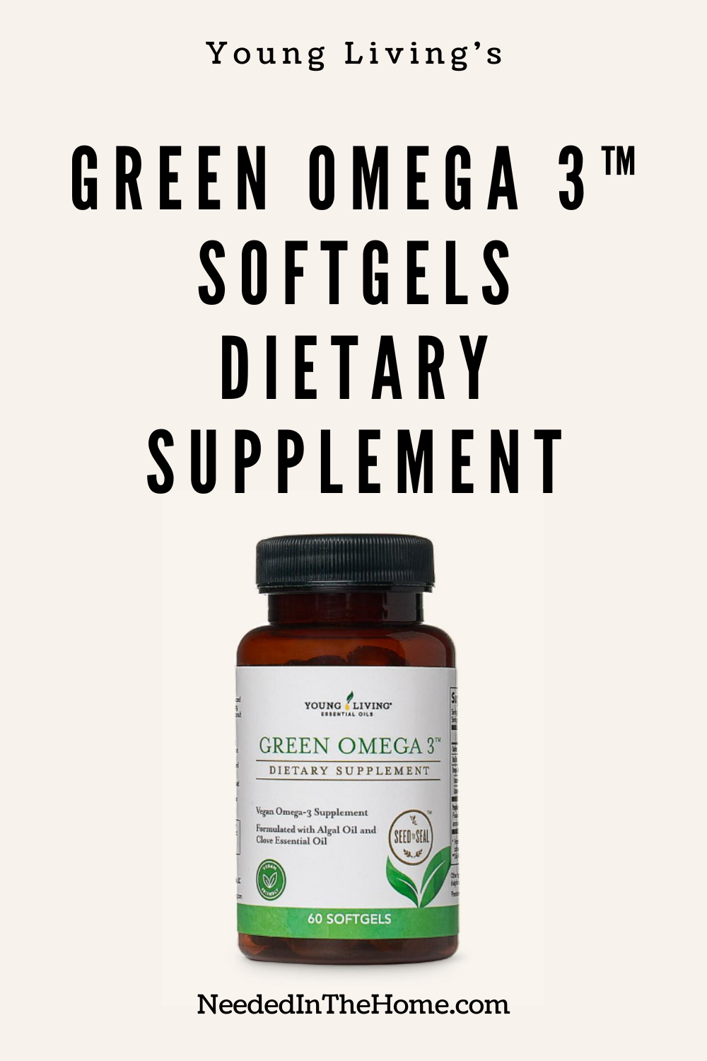 young living's green omega 3 softgels dietary supplement bottle neededinthehome