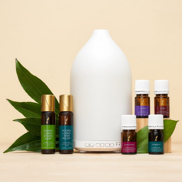 young living diffuser essential oils roll ons green leaves