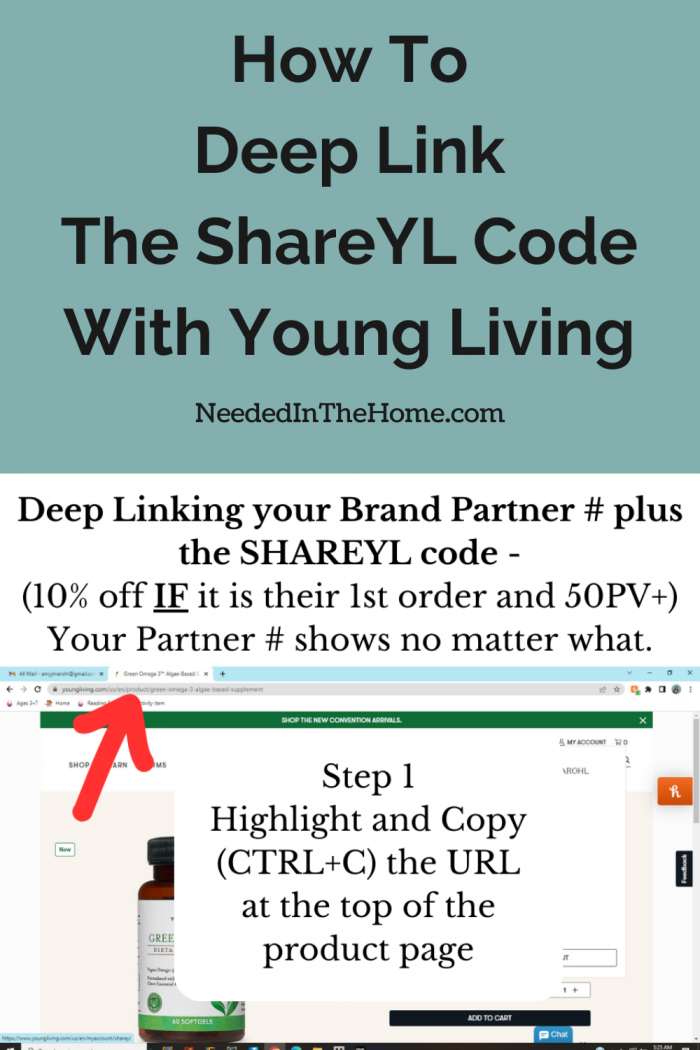 how to deep link the shareyl code with young living computer screen example neededinthehome