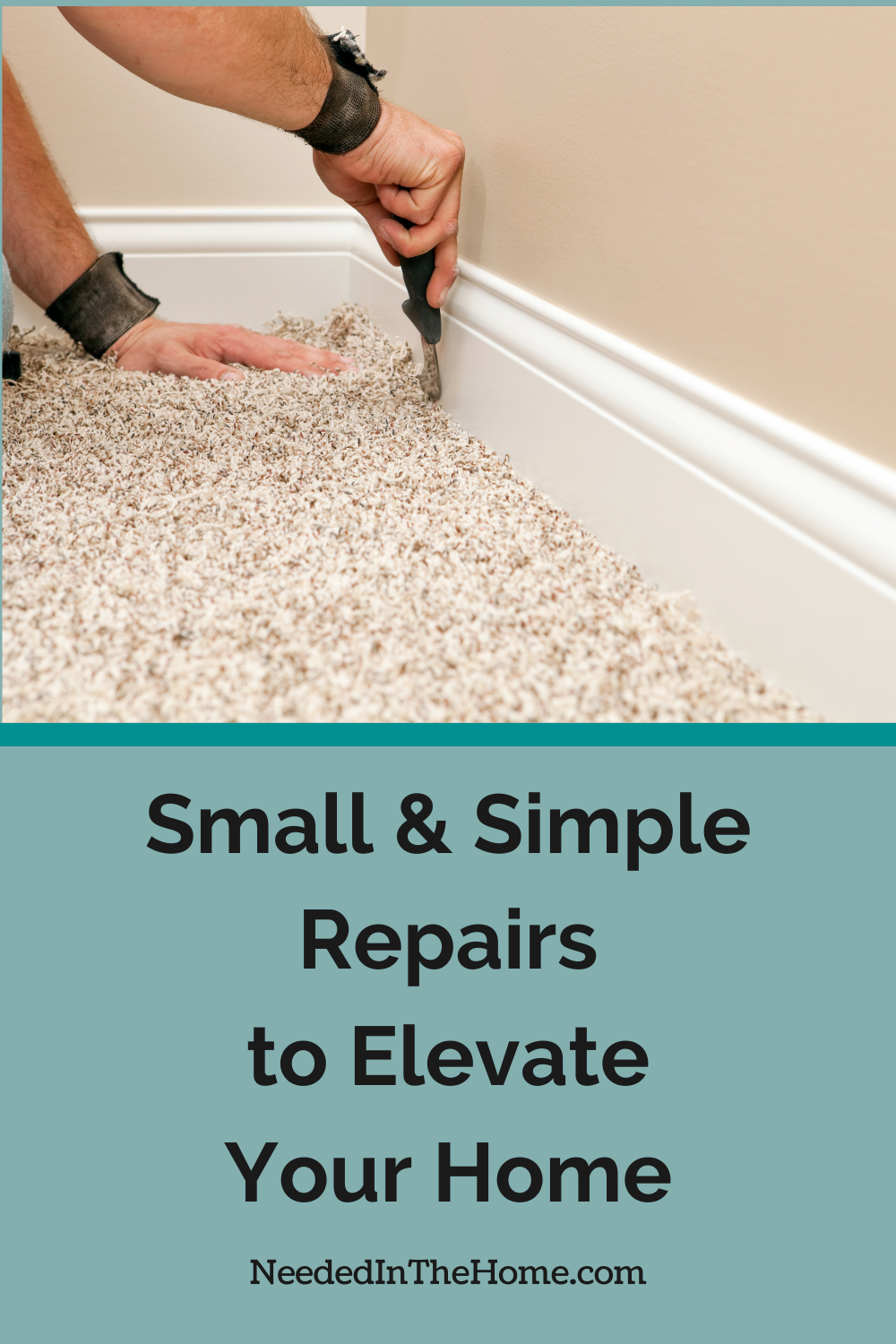 man is using tool to cut carpet to fit corner properly in home remodel small and simple repairs to elevate your home neededinthehome