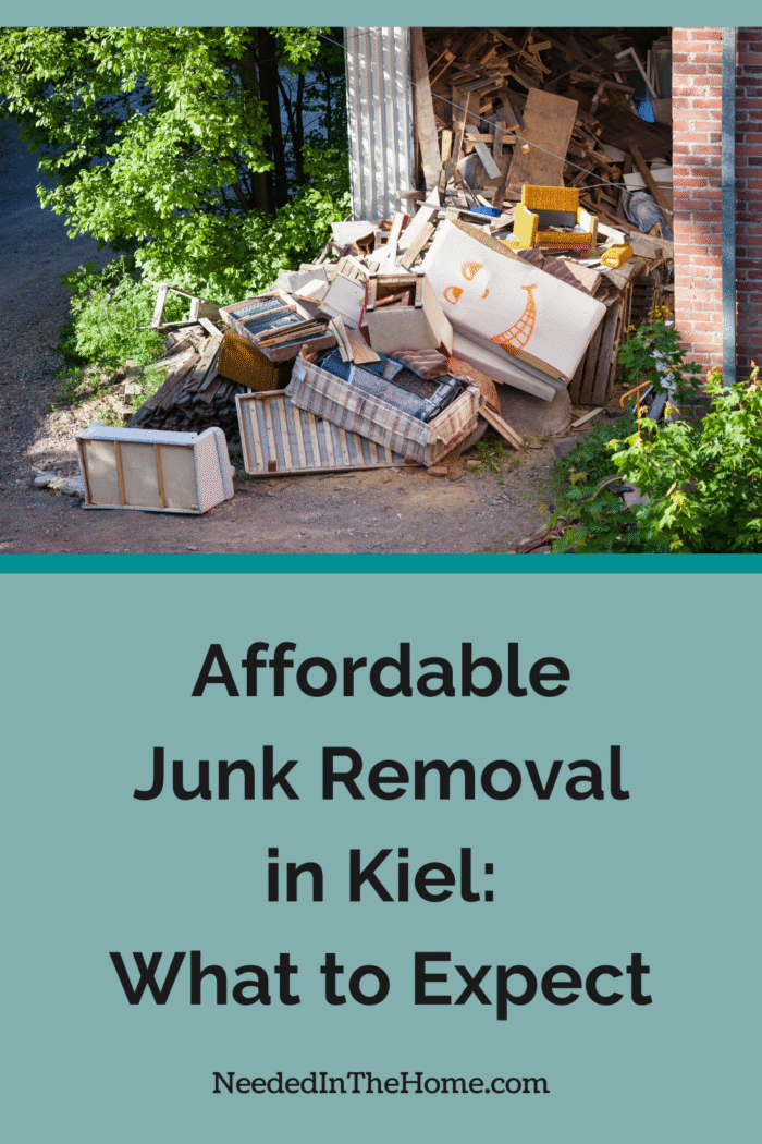 When it comes to junk removal in Kiel, just imagine a big truck, a few strong workers, and piles of old stuff vanishing into thin air. outdoor shed with lots of wood furniture and trash spilling out of it onto the ground affordable junk removal in kiel what to expect neededinthehome
