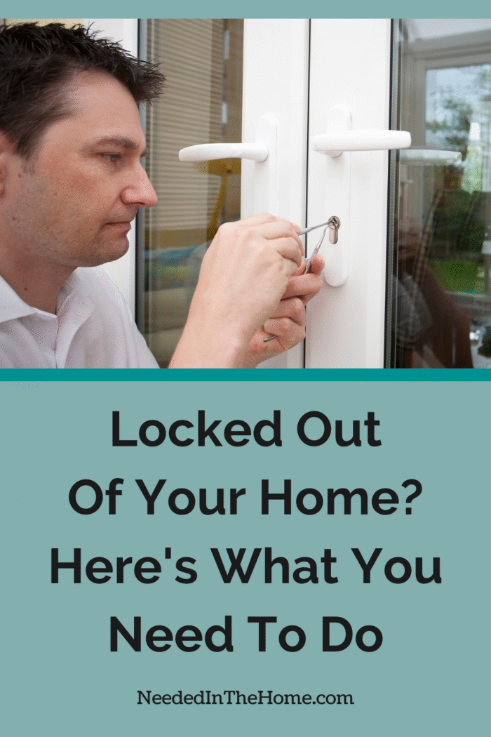 man trying to unlock door to home locked out of your home here's what you need to do neededinthehome