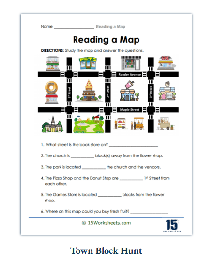 reading a map worksheet in color