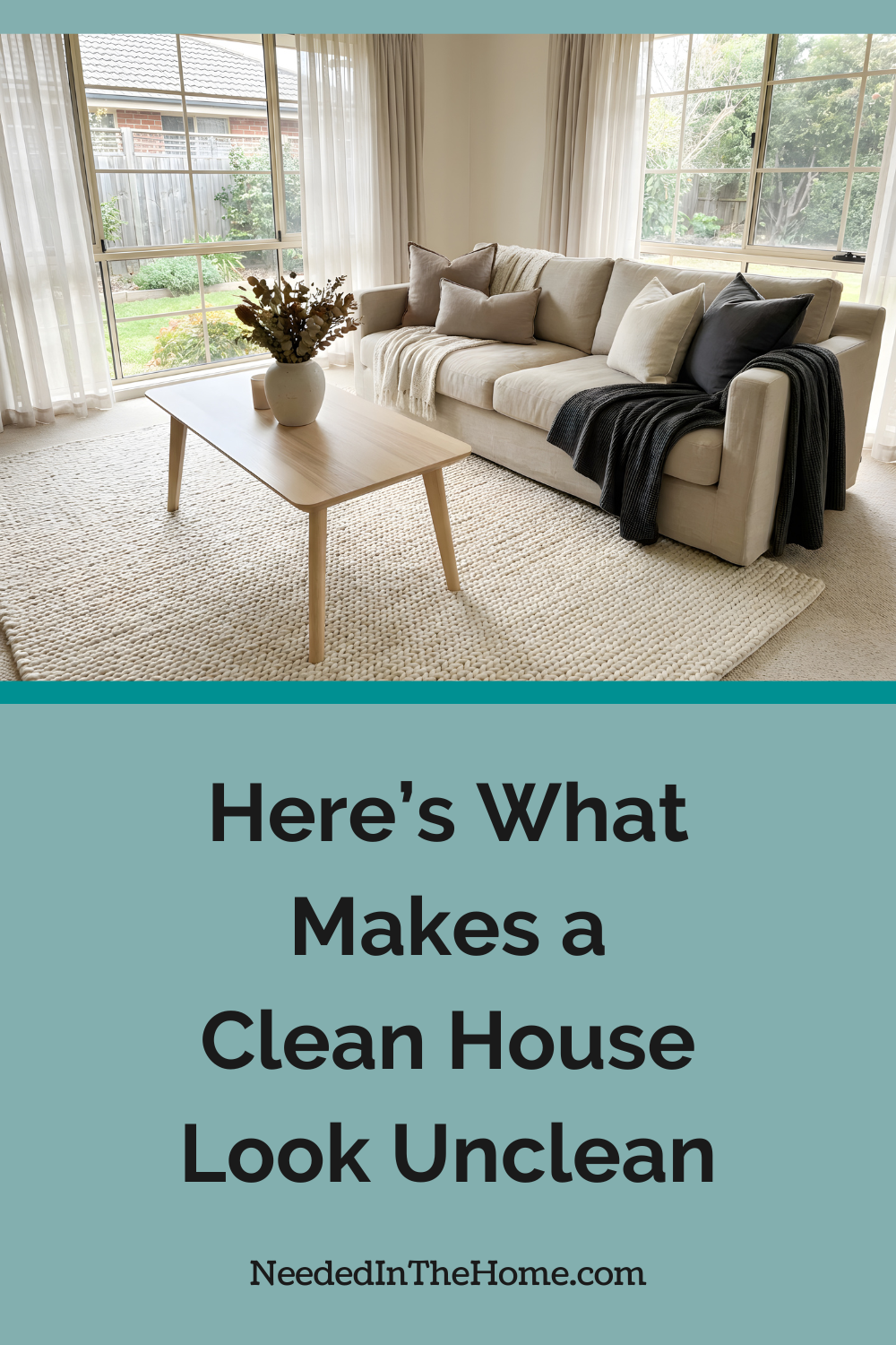 living room with curtains that reach the floor couch blankets coffee table heres what makes a clean house look unclean neededinthehome