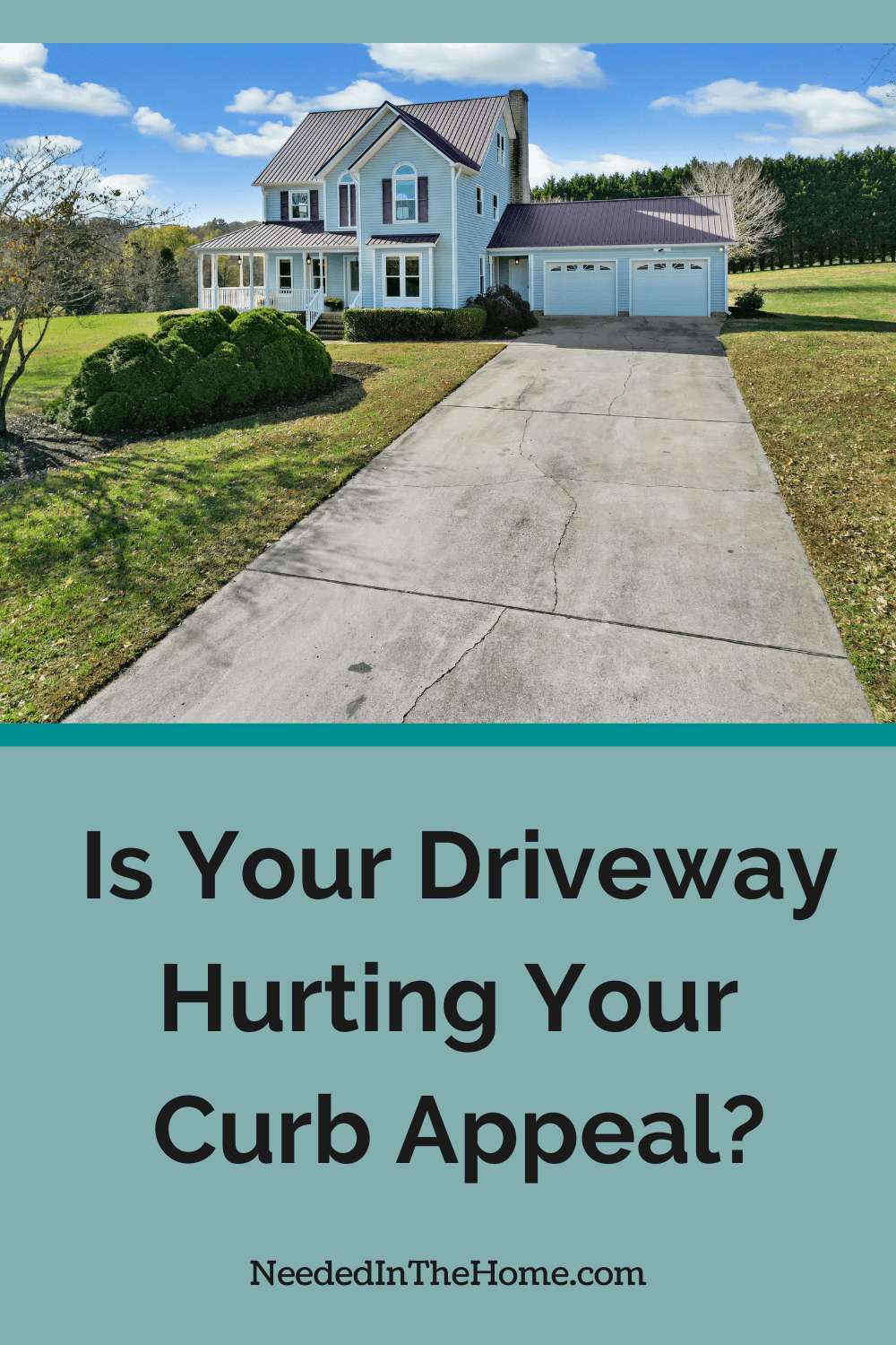 long driveway with cracks leading to three story house is your driveway hurting your curb appeal neededinthehome