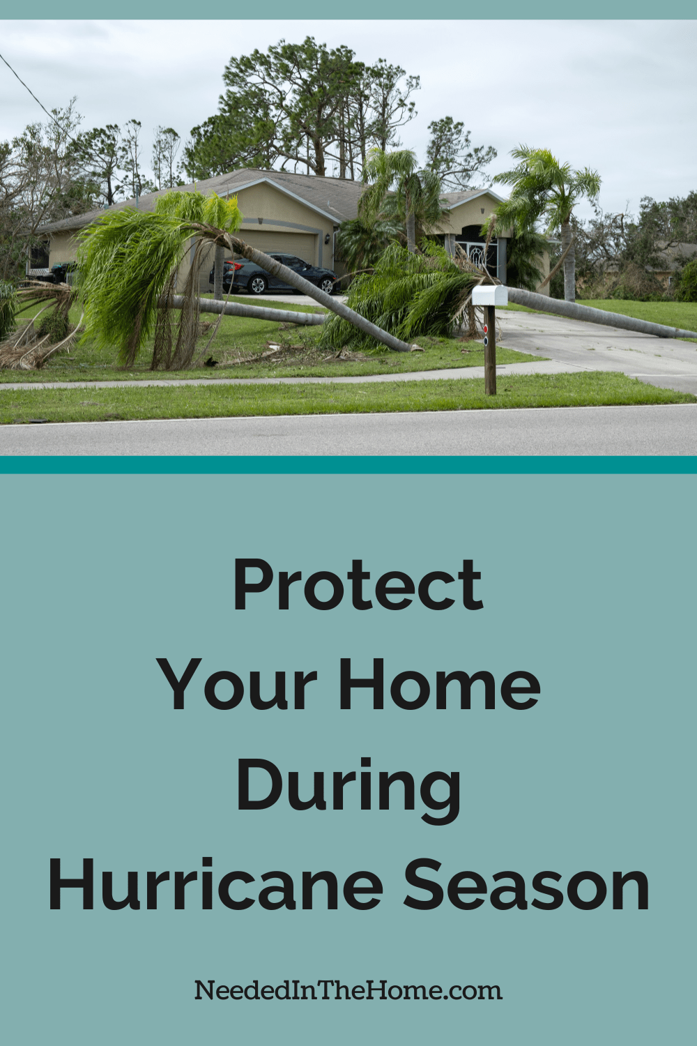downed palm trees in front of a home protect your home during hurricane season neededinthehome