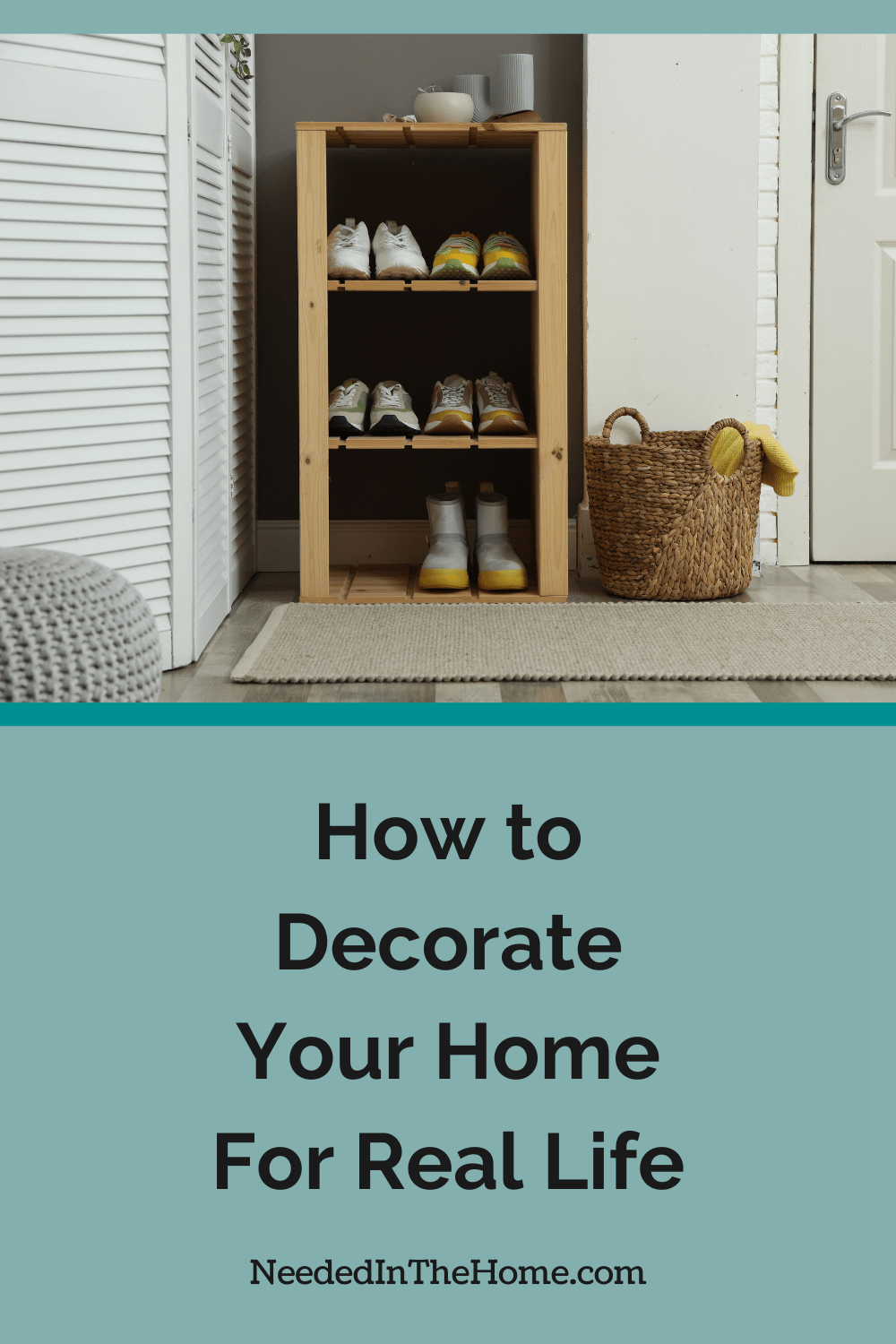 shoe shelf with ceramic bowl for keys and minimal home decor how to decorate your home for real life neededinthehome