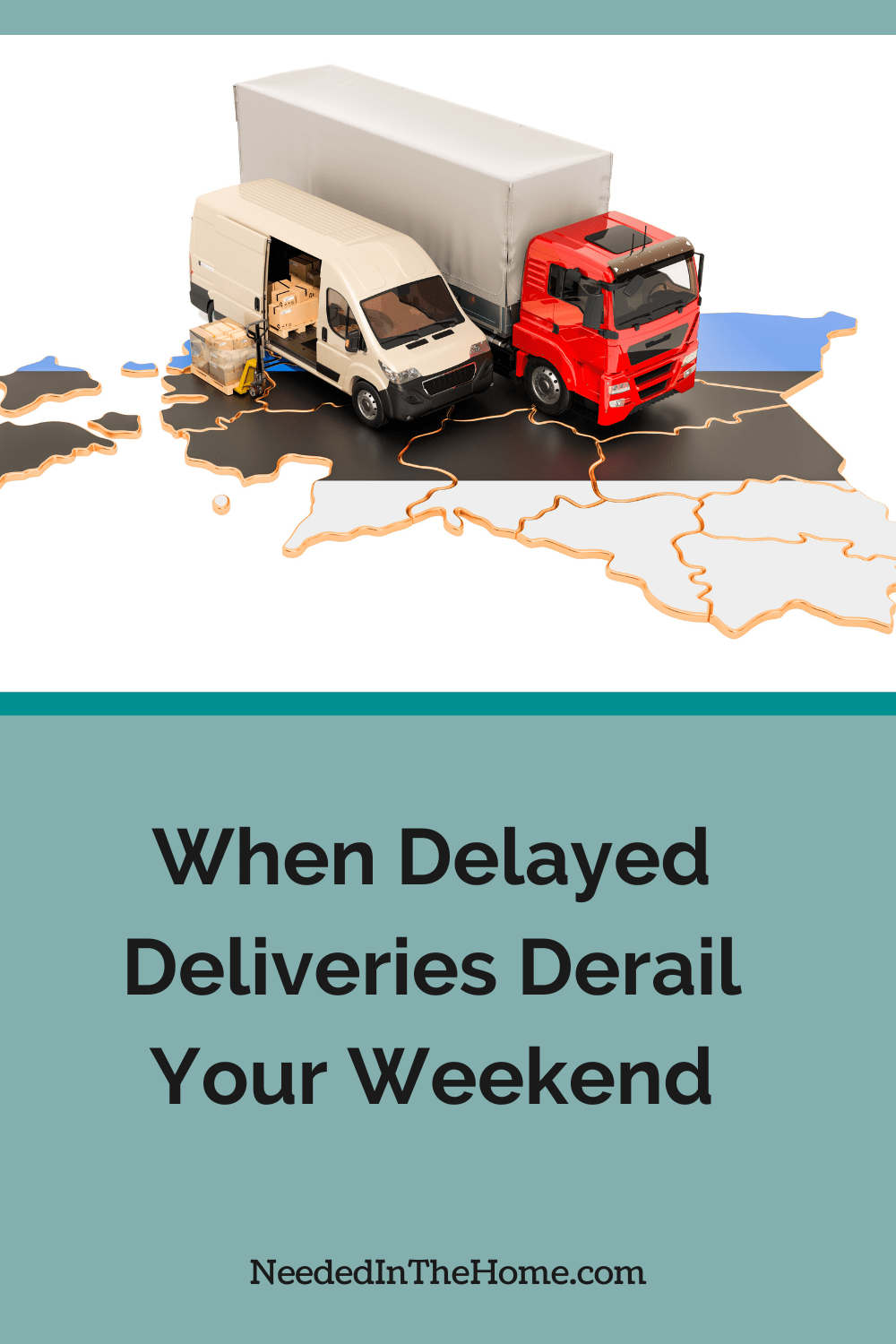 two delivery trucks with shipping packages in some part of a continent puzzle when delayed deliveries derail your weekend neededinthehome