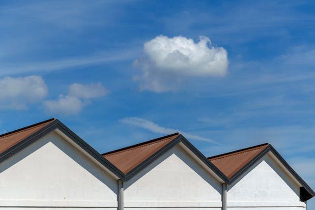 roof view of three houses in a row