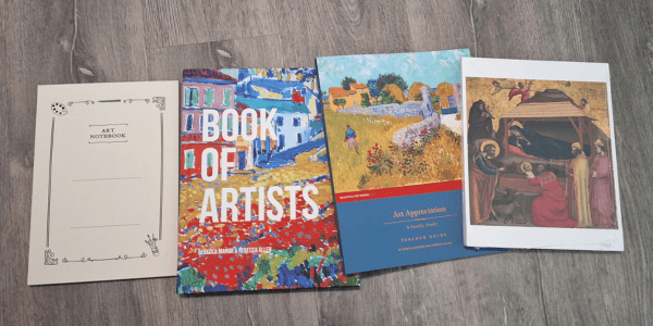 Everyone wants to know what are some of the best Christian Homeschool High School choices. This blog post will help. art notebook book of artists art appreciation and art cards