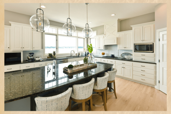 kitchen with island and chairs